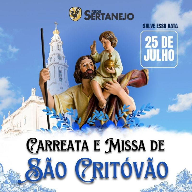 Carreata e Missa de São Cristóvão Acontecem no Dia 25 de Julho em Andradina - Divulgação