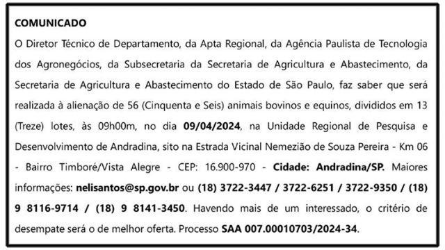 COMUNICADO - Apta Regional -  