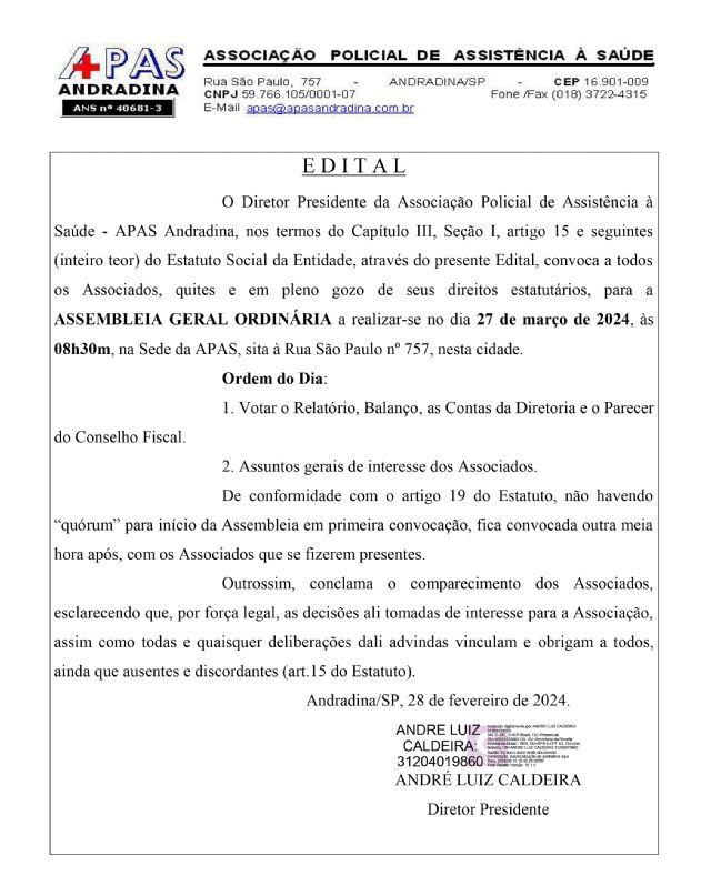 PUBLICAÇÃO DE EDITAL DE ASSEMBLEIA GERAL -  