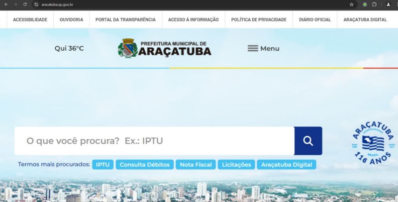 IPTU 2025 de Araçatuba já tem download disponível - Foto: reprodução