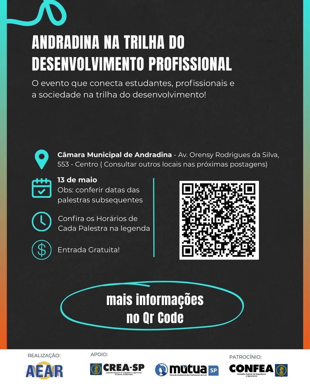 Andradina recebe evento gratuito com palestras sobre engenharia, agronomia e arquitetura - A participação é gratuita e com direito a certificado