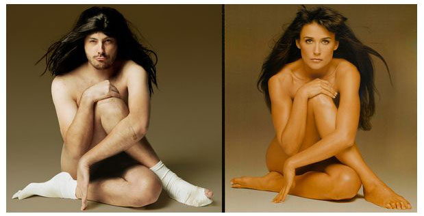 Danilo Gentili aparece nu imitando pose de Demi Moore - 
