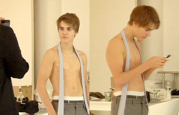Cantor Justin Bieber manda foto sexy para namorada - 