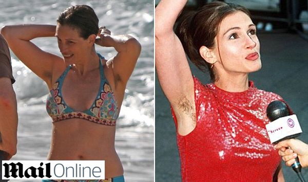 Julia Roberts mostra axilas sem depilação em praia - Julia Roberts mostra axilas sem depilação em praia -