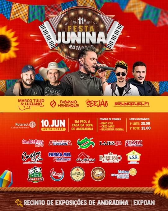 11ª edição da Festa Junina do Rotaract Club de Andradina será em prol da Casa da Sopa - Divulgação