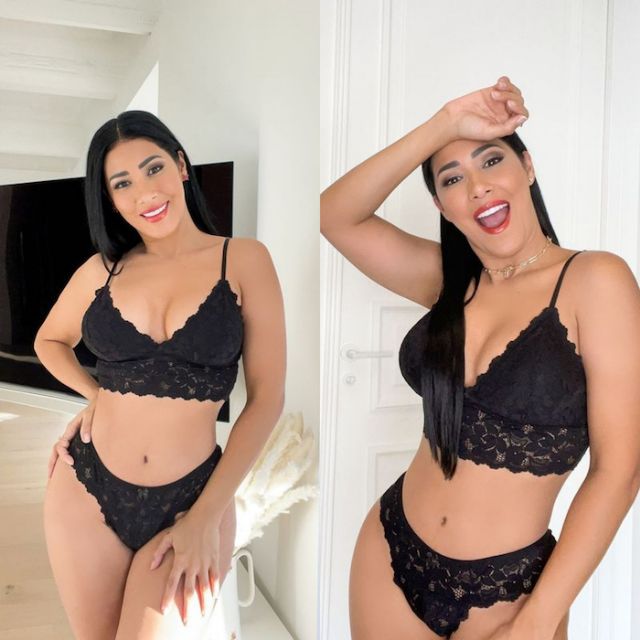 Simaria sensualiza ao posar de lingerie de renda preta  - 
