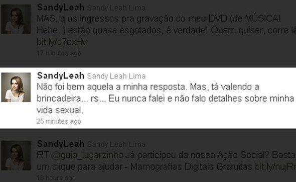 Sandy justifica frase sobre sexo anal - 