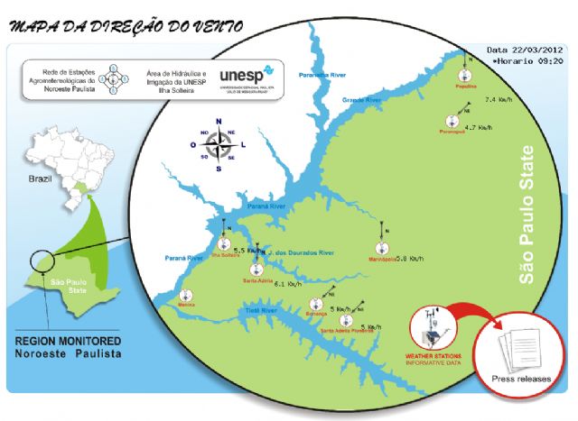 Mapa de ventos on-line torna-se aliado na agricultura da região - Foto: Reprodução