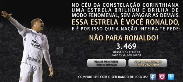 Ronaldo comemora 34 anos e site faz campanha para ele não parar - 